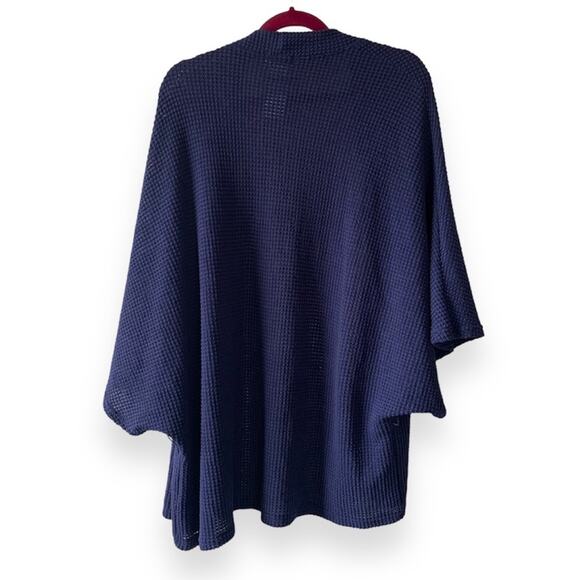 Free People Navy Blue Knit Thermal Shrug Open Front Cardigan Sweater One Size - Picture 2 of 6